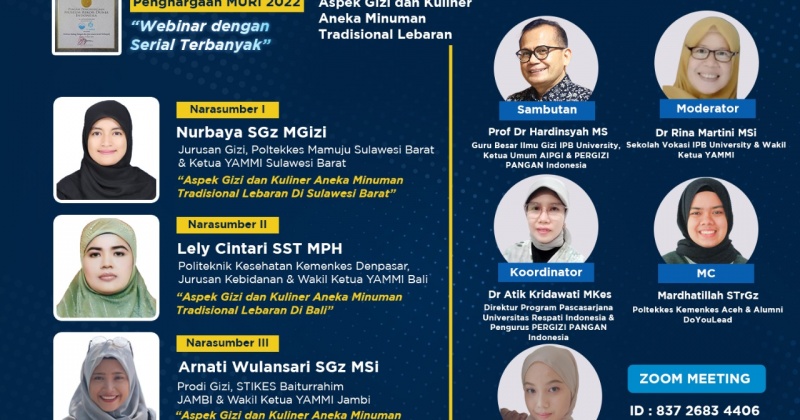 PERGIZI PANGAN Webinar Seri 94 : Aspek Gizi dan Kuliner Aneka Minuman Tradisional Lebaran